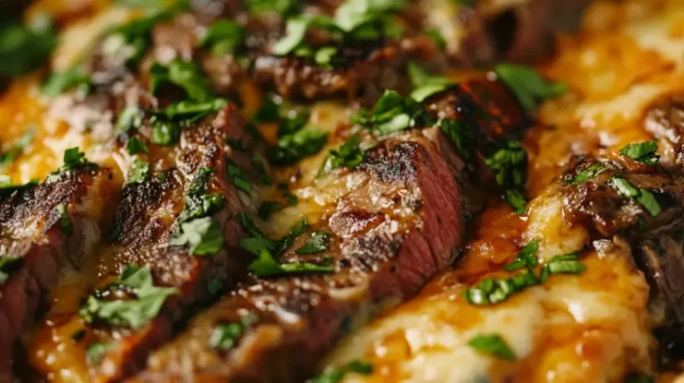 Close-up of nachos with steak and cheese