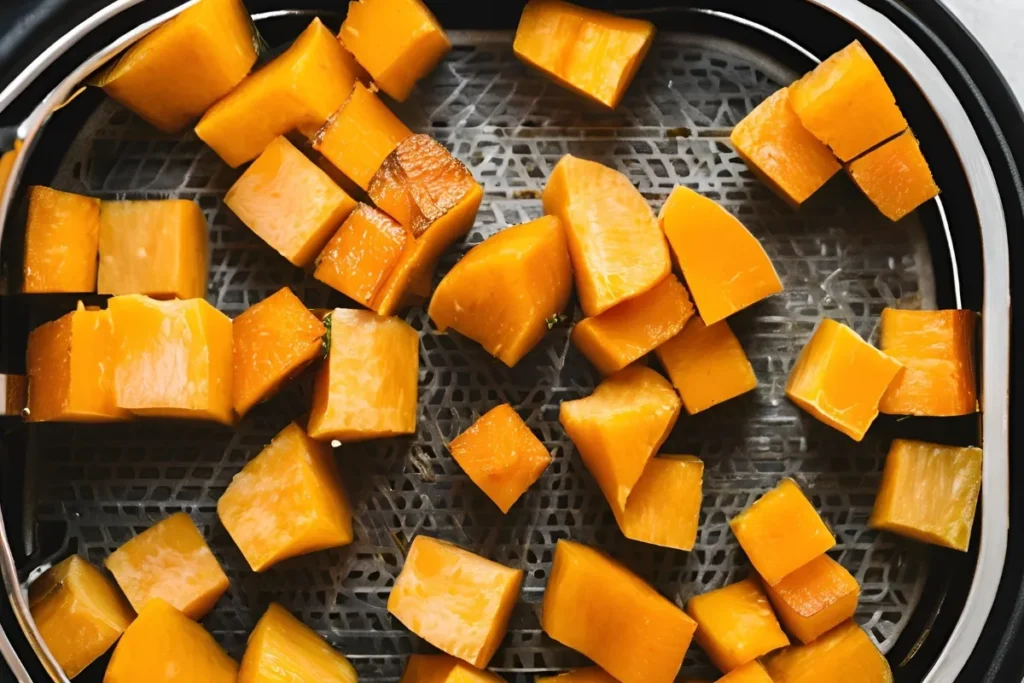 Butternut squash in air fryer basket