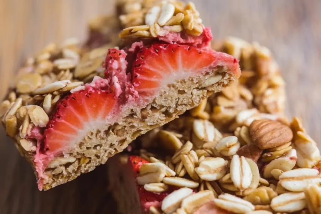 Strawberry Granola Bar Broken in Half